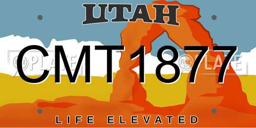 CMT1877 Utah License Plate