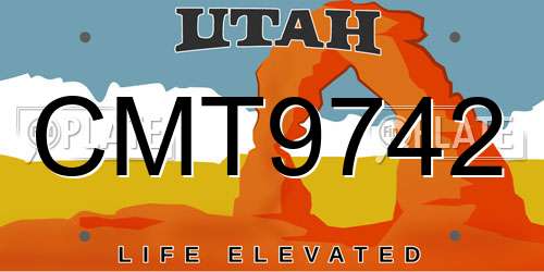 CMT9742 Utah License Plate