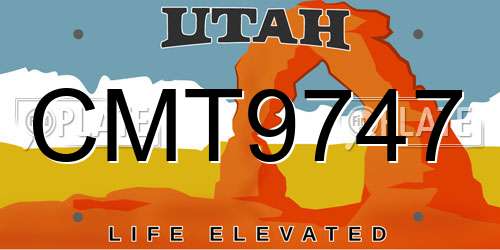 CMT9747 Utah License Plate