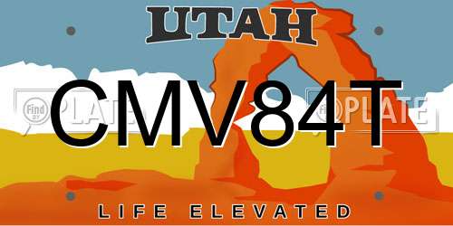 CMV84T Utah License Plate