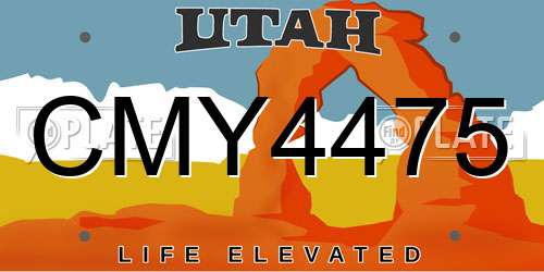 CMY4475 Utah License Plate