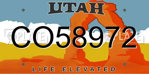CO58972 Utah License Plate