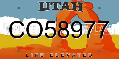 CO58977 Utah License Plate