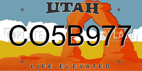 CO5B977 Utah License Plate