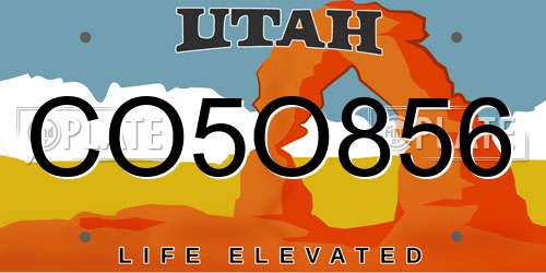 CO5O856 Utah License Plate