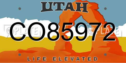 CO85972 Utah License Plate