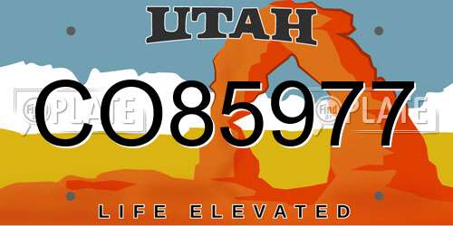 CO85977 Utah License Plate