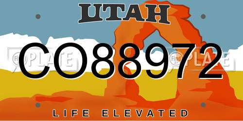 CO88972 Utah License Plate