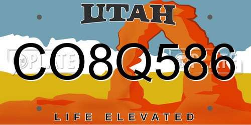 CO8Q586 Utah License Plate