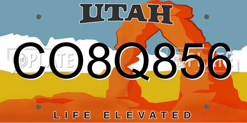 CO8Q856 Utah License Plate