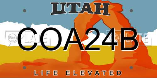 COA24B Utah License Plate