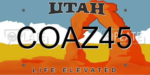 COAZ45 Utah License Plate