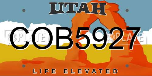 COB5927 Utah License Plate