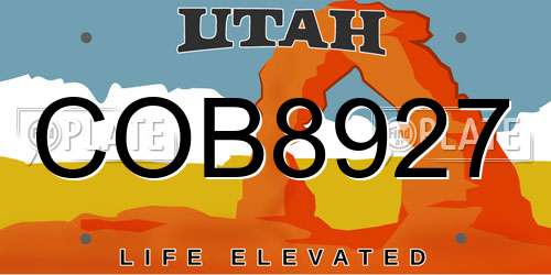 COB8927 Utah License Plate