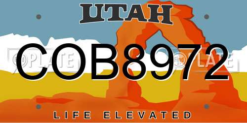 COB8972 Utah License Plate