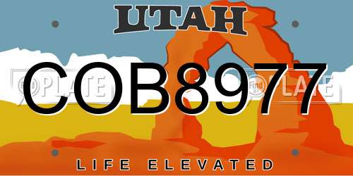 COB8977 Utah License Plate