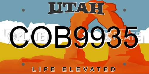COB9935 Utah License Plate
