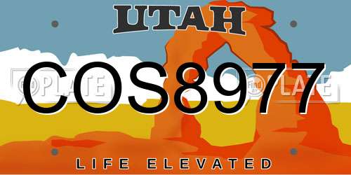 COS8977 Utah License Plate