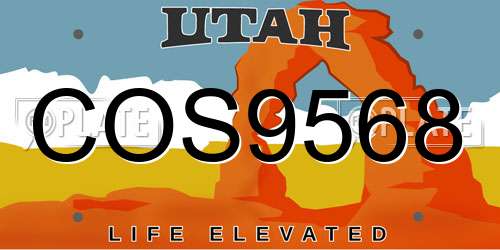 COS9568 Utah License Plate