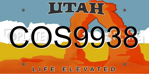 COS9938 Utah License Plate