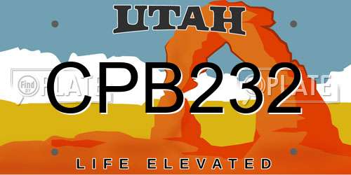 CPB232 Utah License Plate