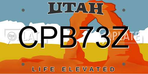 CPB73Z Utah License Plate
