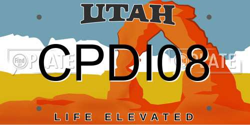 CPDI08 Utah License Plate