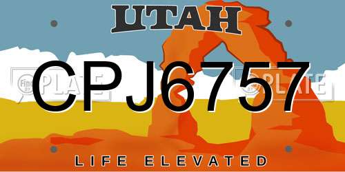 CPJ6757 Utah License Plate