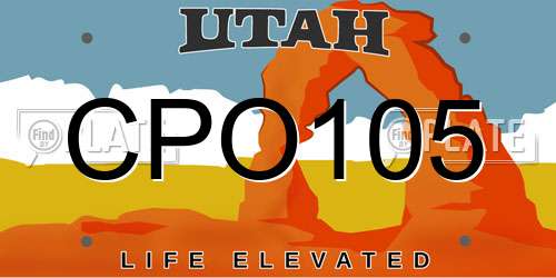 CPO105 Utah License Plate