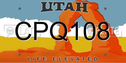 CPQ108 Utah License Plate