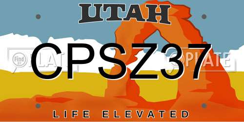 CPSZ37 Utah License Plate