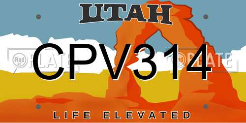 CPV314 Utah License Plate