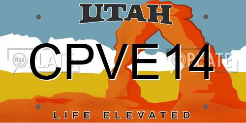 CPVE14 Utah License Plate