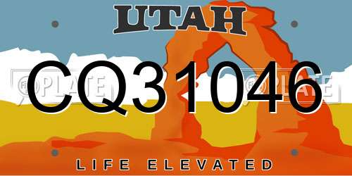 CQ31046 Utah License Plate