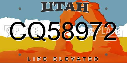 CQ58972 Utah License Plate