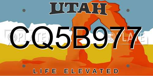 CQ5B977 Utah License Plate
