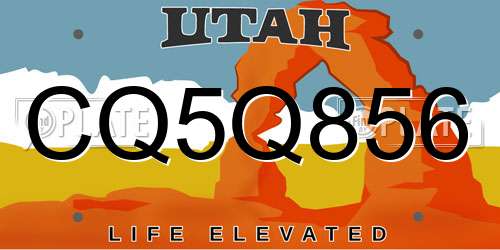 CQ5Q856 Utah License Plate