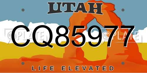 CQ85977 Utah License Plate