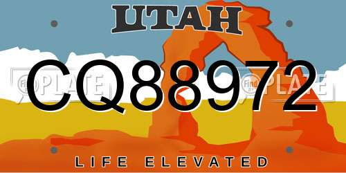 CQ88972 Utah License Plate