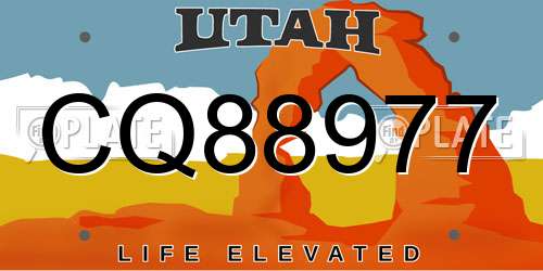 CQ88977 Utah License Plate