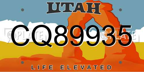 CQ89935 Utah License Plate