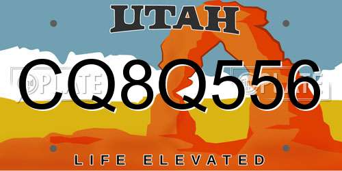 CQ8Q556 Utah License Plate