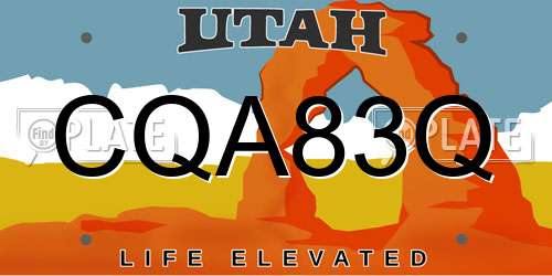 CQA83Q Utah License Plate