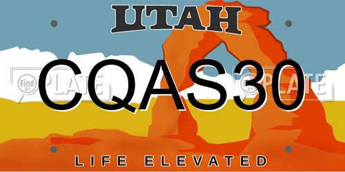 CQAS30 Utah License Plate