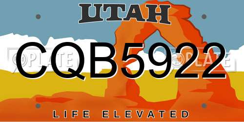 CQB5922 Utah License Plate