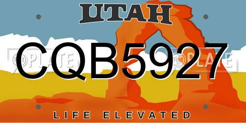 CQB5927 Utah License Plate