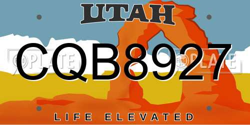 CQB8927 Utah License Plate