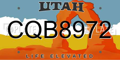 CQB8972 Utah License Plate
