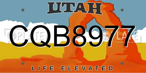 CQB8977 Utah License Plate