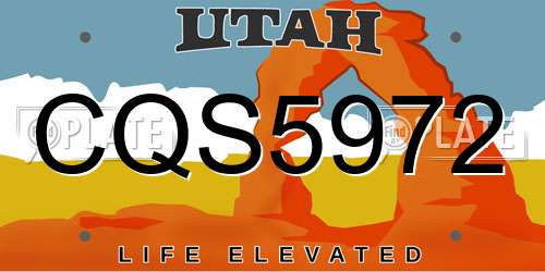 CQS5972 Utah License Plate